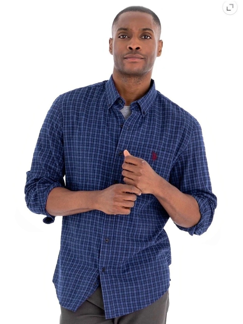 Plaid Stretch Flannel Button Down U.S. Polo Assn Men’s 3XL Blue